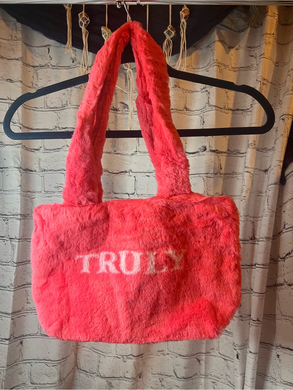 $109 MSRP Brand New! TRULY Pink Fuzzy Tote with Logo